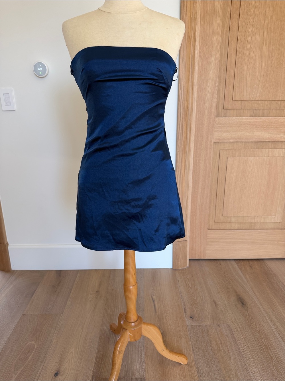 Princess Polly Strapless Satin Mini Dress in Navy
